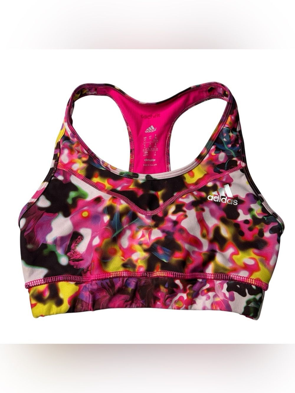 Adidas Pink Multicolor Racerback Sports Bra XS